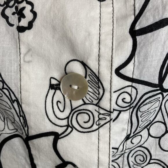 Chico's Women's White Black Art To Wear Floral Button Up Blouse Size 3 XL Boho - Picture 8 of 12